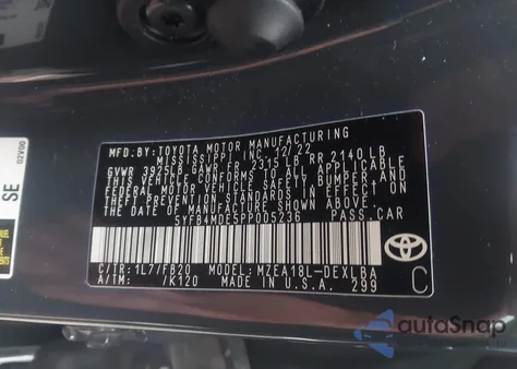 2023 Toyota Corolla Le from USA, damaged, VIN 5YFB4MDE5PP005236